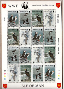 ISOLA DI MAN 1989 WWF tematica uccelli in Pericolo